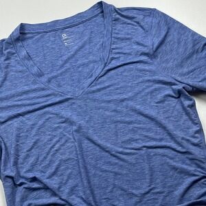 GapFit Maternity Breathe V-Neck Short Sleeve Ruched T-Shirt Size M Heather Blue